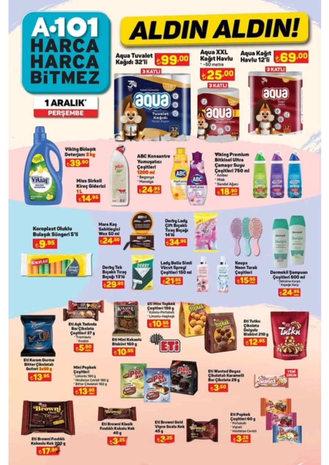 A101 1 Aralık aktüel ürünler kataloğu yayınlandı! 3 kg bulaşık deterjanı 39.90 lira! İşte 1 Aralık 2022 fiyat listesi…