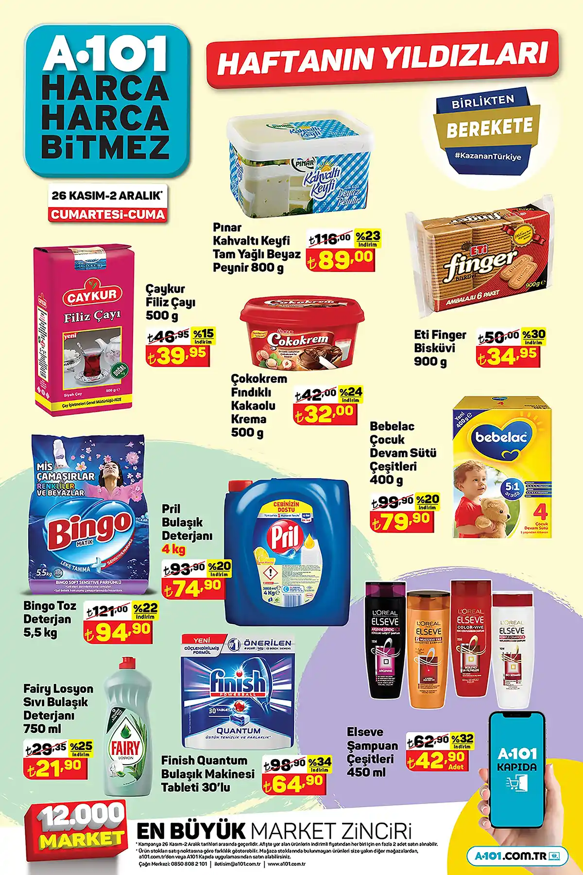 A101 de çay 39 TL, Elseve şampuan 24 TL, Bebelac sütü 79 TL! A101 kataloğu 28 Kasım 2022 fiyat listesi