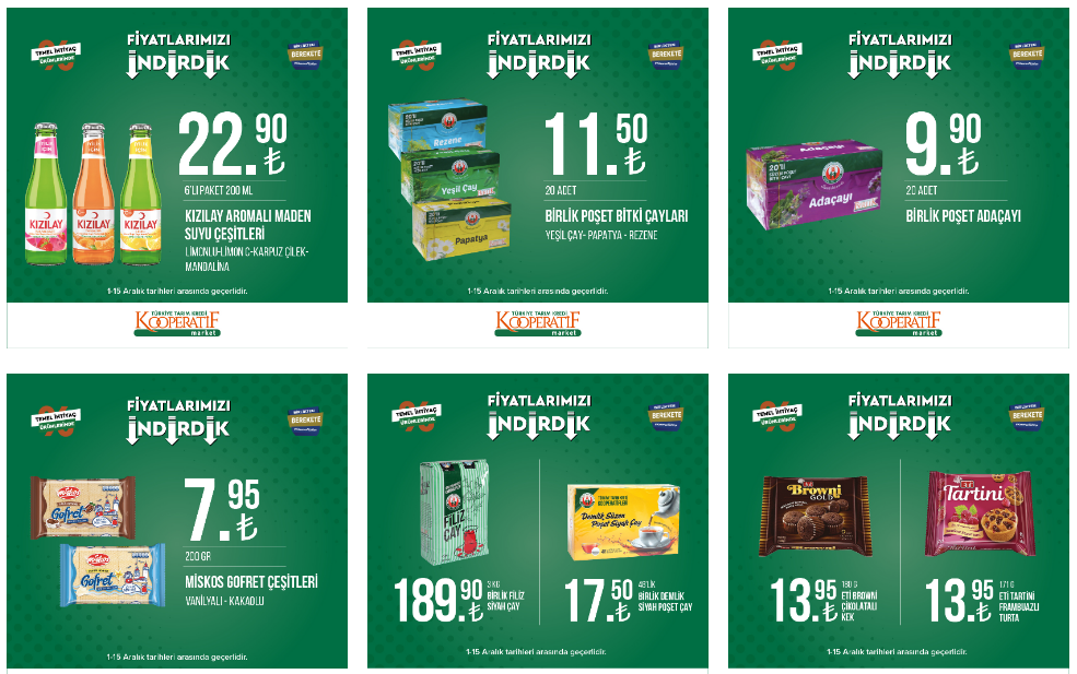 Tarım Kredi online indirim kataloğunda tuvalet kağıdı 74 TL, tavuk kanat 40 TL, çay 17 TL! 11 Aralık 2022 fiyat listesi