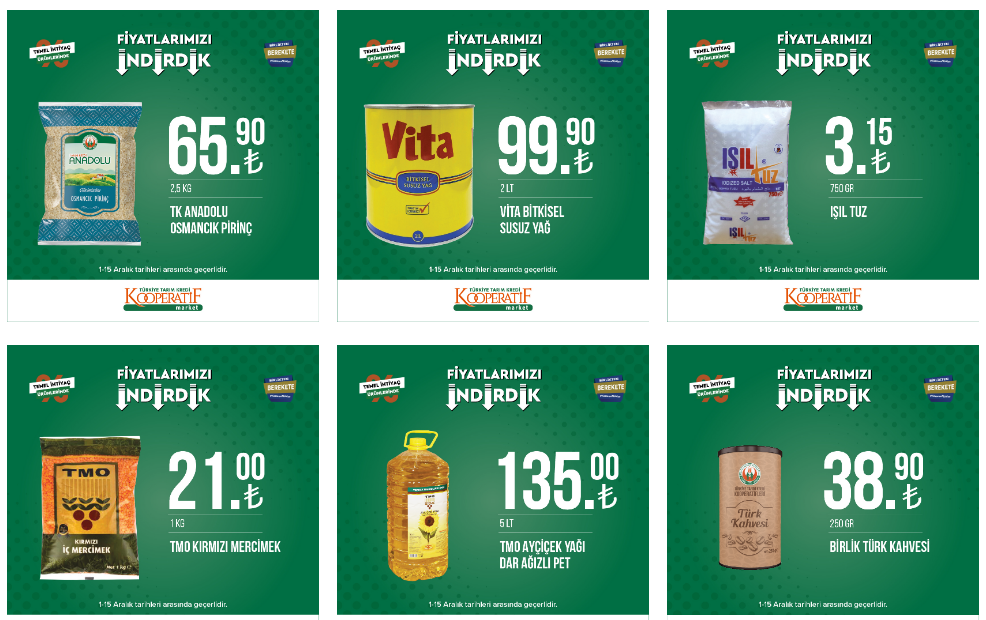 Tarım Kredi online indirim kataloğunda tuvalet kağıdı 74 TL, tavuk kanat 40 TL, çay 17 TL! 11 Aralık 2022 fiyat listesi
