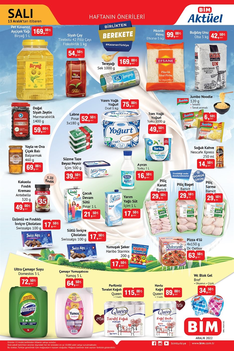 BİM de çılgın indirim start aldı! 1 kg çay 54 TL ye, 5 kg Domestos 72 TL ye düştü! BİM 13 Aralık 2022 fiyat listesi