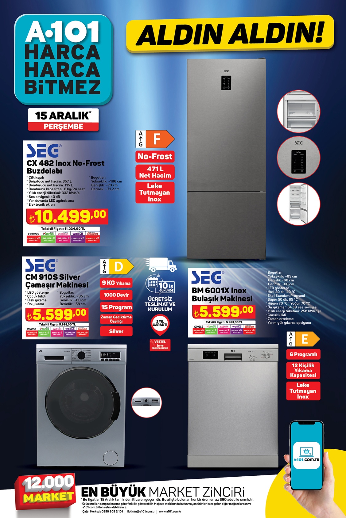 A101 de Piliç kanat 28 TL, Renax 9 kg toz deterjan 69 TL! A101 online indirimli kataloğu 15 Aralık 2022 fiyat listesi