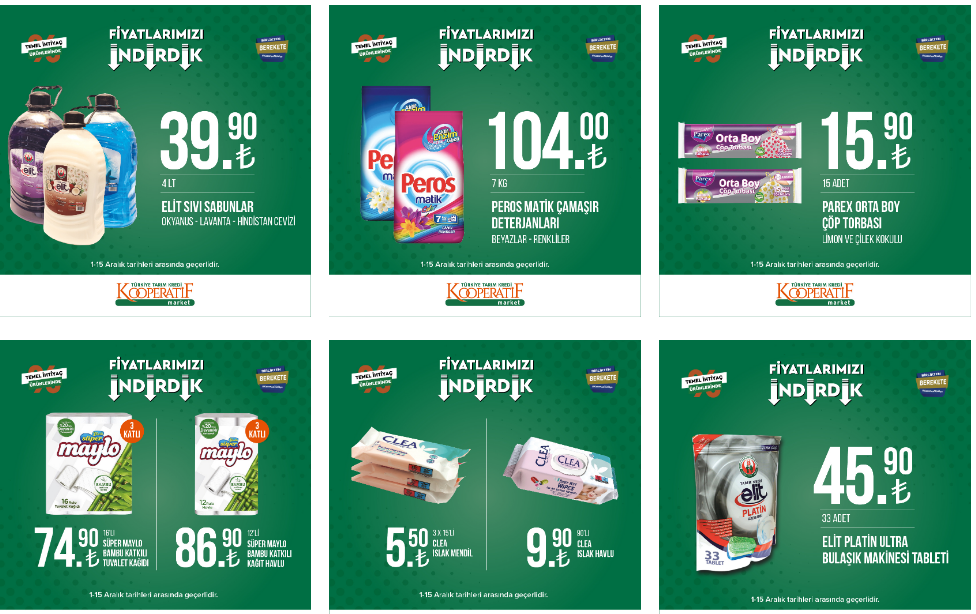 Tarım Kredi de indirim fırsatı! Süt 14 TL, 1 kg mercimek 21 TL, 5 kg ayçiçek yağı 135 TL! 15 Aralık 2022 fiyat listesi