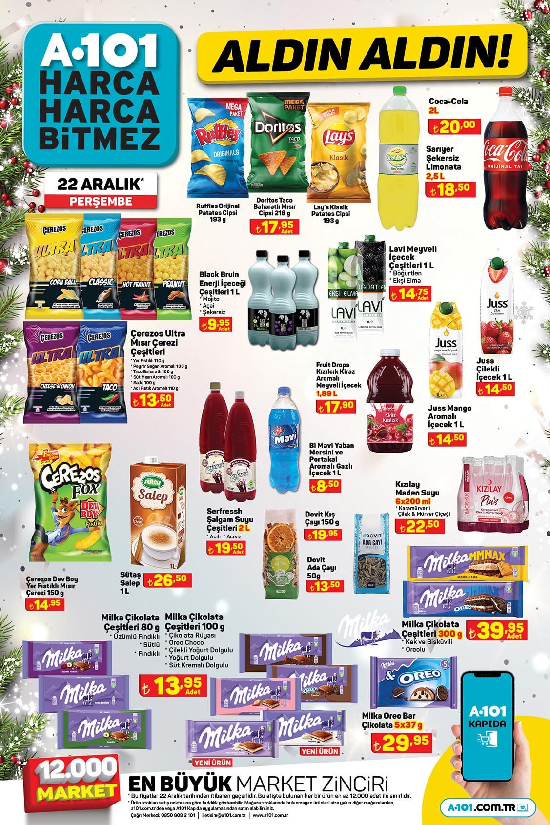 A101 online kataloğunda yılbaşı ağacı 79 TL, yılbaşı kupa ve çerezlik 19 TL! A101 kataloğu 22 Aralık 2022 fiyat listesi