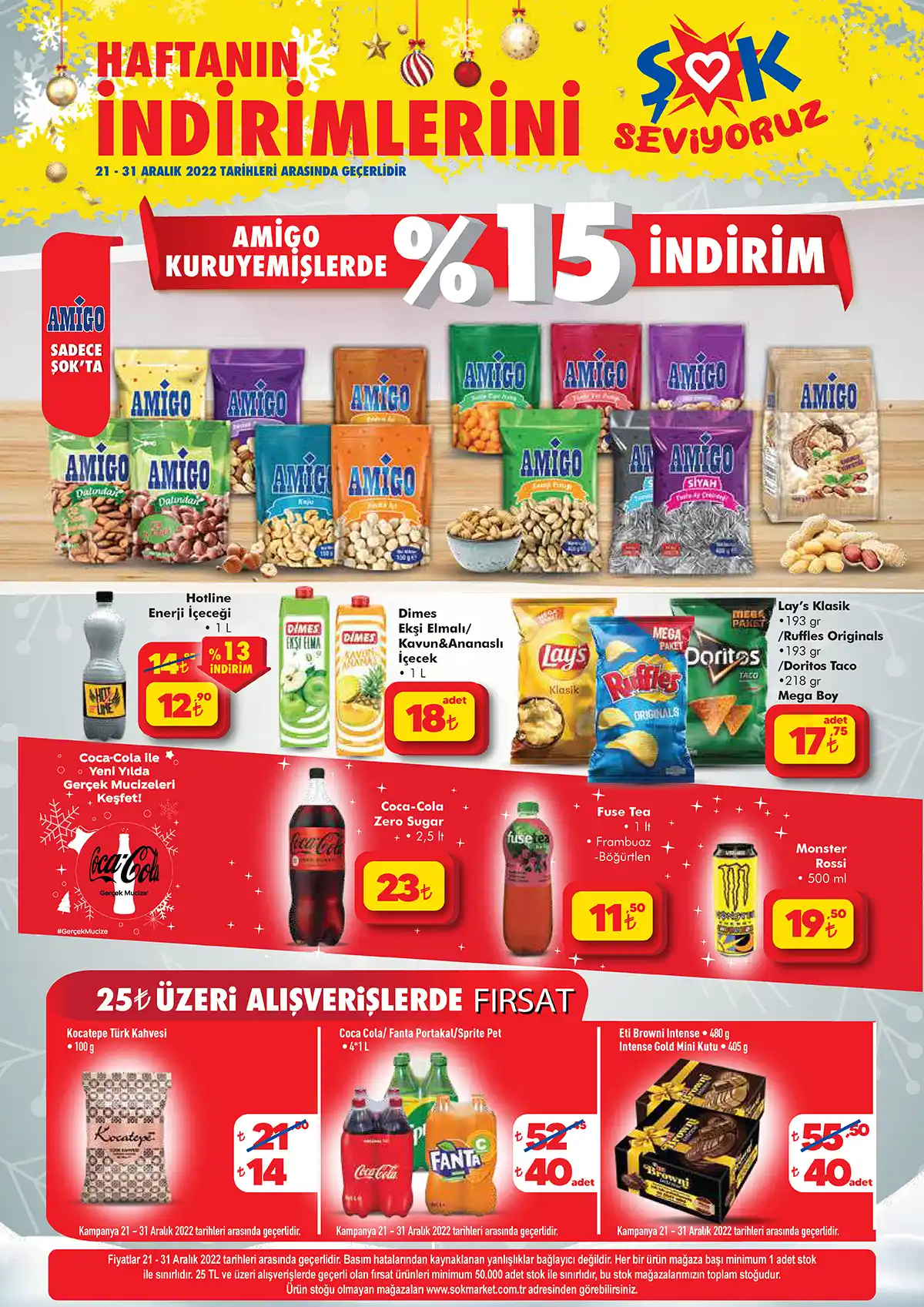 ŞOK Market te yüzde 35 e varan çılgın indirim! Coco Cola, Fanta, Sprite dip fiyatlar! 21 Aralık 2022 fiyat listesi