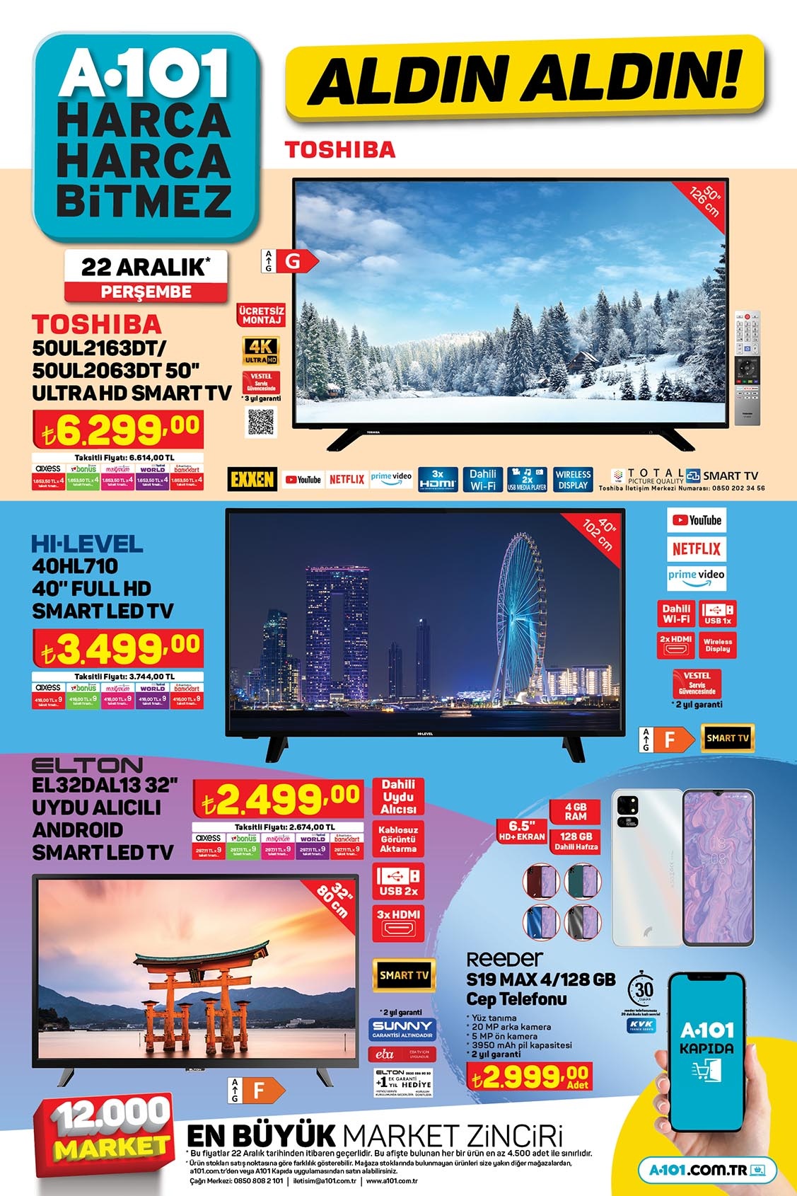 A101 online yeni ay kataloğunda peş peşe indirimli Aldın Aldın kampanyası başlıyor! A101 22 Aralık 2022 fiyat listesi