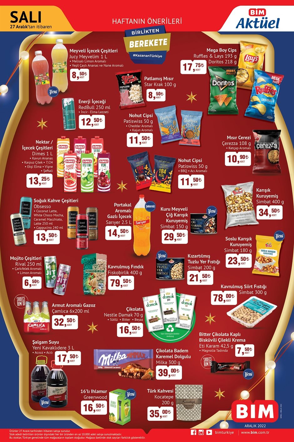 BİM den Birlikten Berekete kampanyası! 1 kg dana kıyma 89 TL, Peynir 49 TL! BİM kataloğu 27 Aralık 2022 fiyat listesi