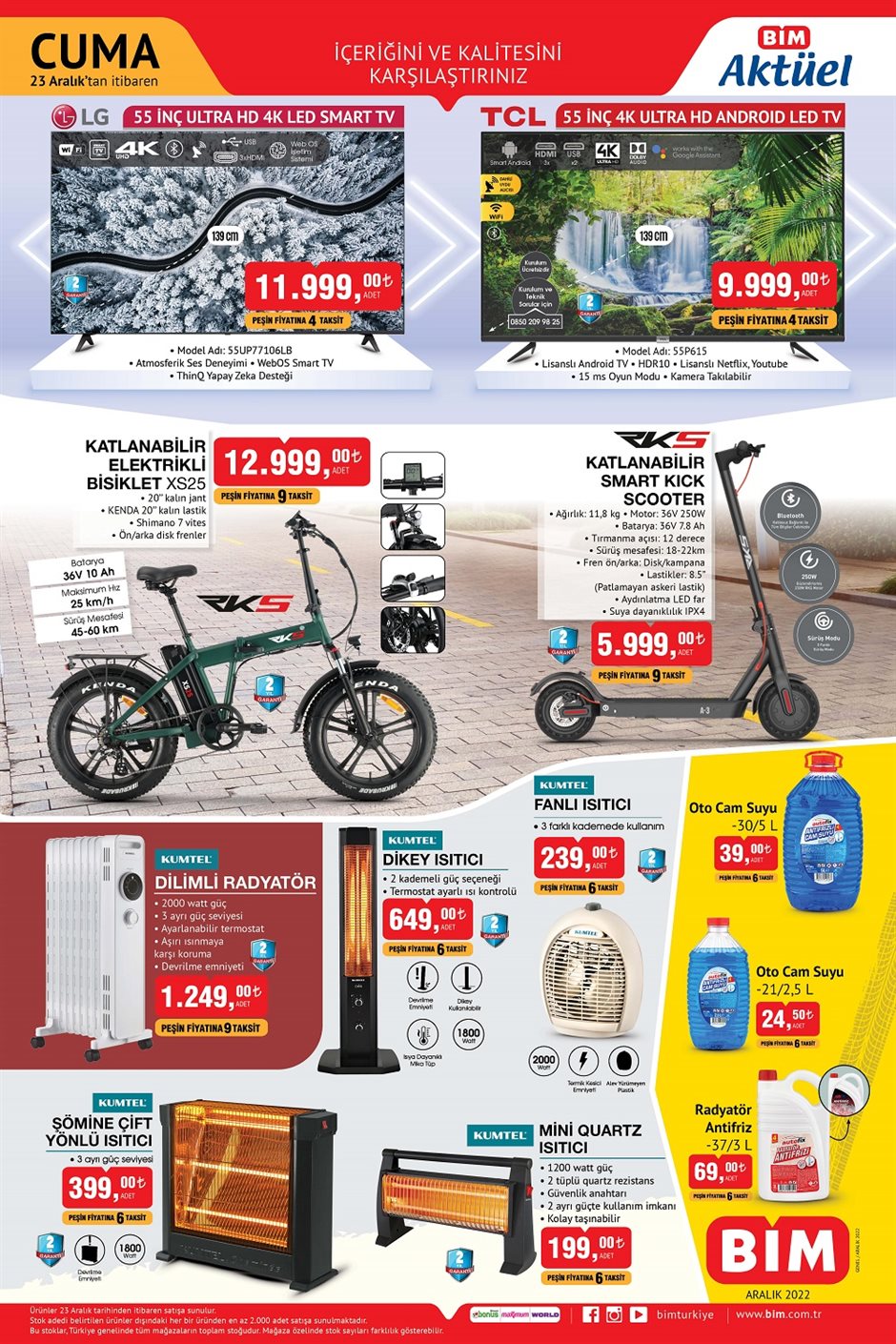 BİM de indirim fişeği patladı! Elektrikli bisiklet ve Scooter geliyor! BİM kataloğu 23 Aralık 2022 fiyat listesi!