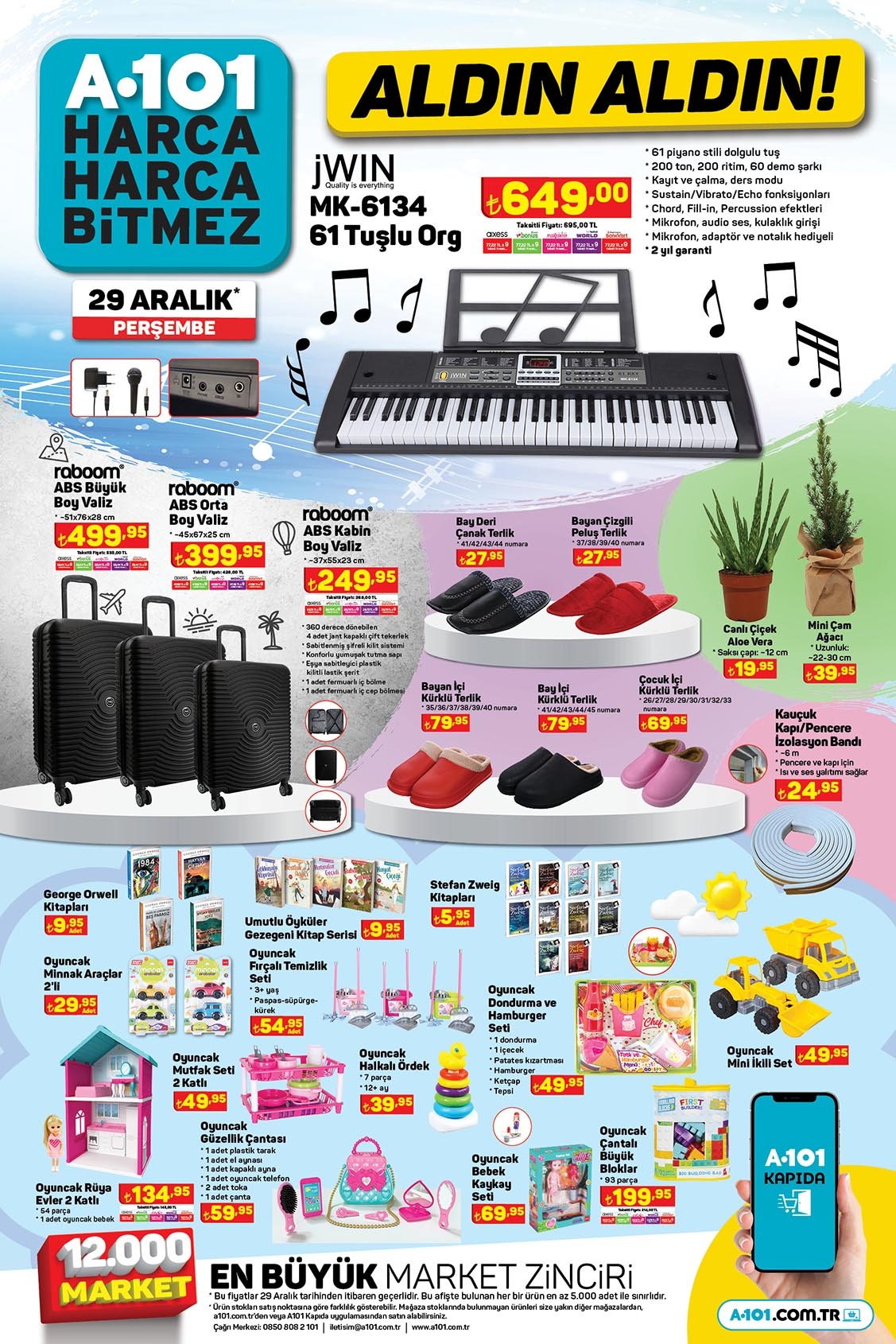 A101 de çamaşır makinesi 3.999, tereyağı 44 TL, yoğurt 29 TL! A101 online aktüel kataloğu 29 Aralık 2022 fiyat listesi