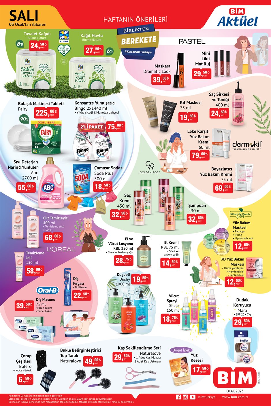 BİM de 90 lı bulaşık tableti 225 TL, Çamaşır sodası 18 TL! Yeni ayın ilk kataloğu geldi! İşte 3 Ocak 2023 fiyat listesi