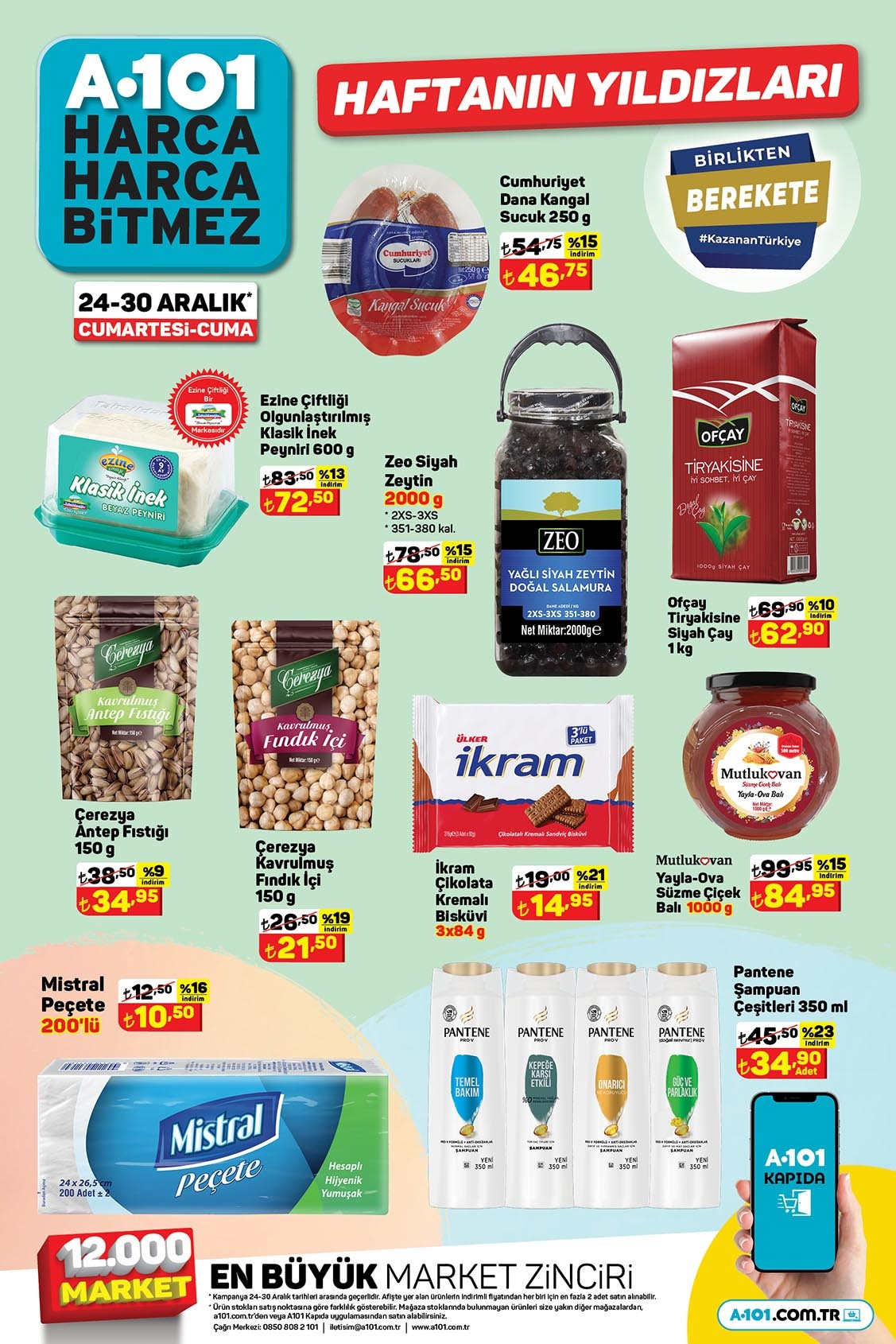 A101 de 1 kg süzme bal 84 TL, 2 kg zeytin 66 TL, peynir 72 TL! A101 kataloğu 29 Aralık 2022 fiyat listesi