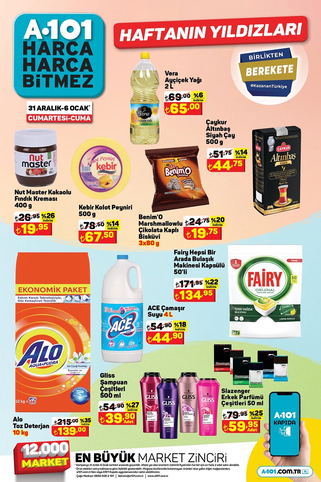 A101’de 2 litre ayçiçek yağı 65 TL, 500 gr çay 44,75 TL! 1 Ocak 2023 Fiyat Listesi