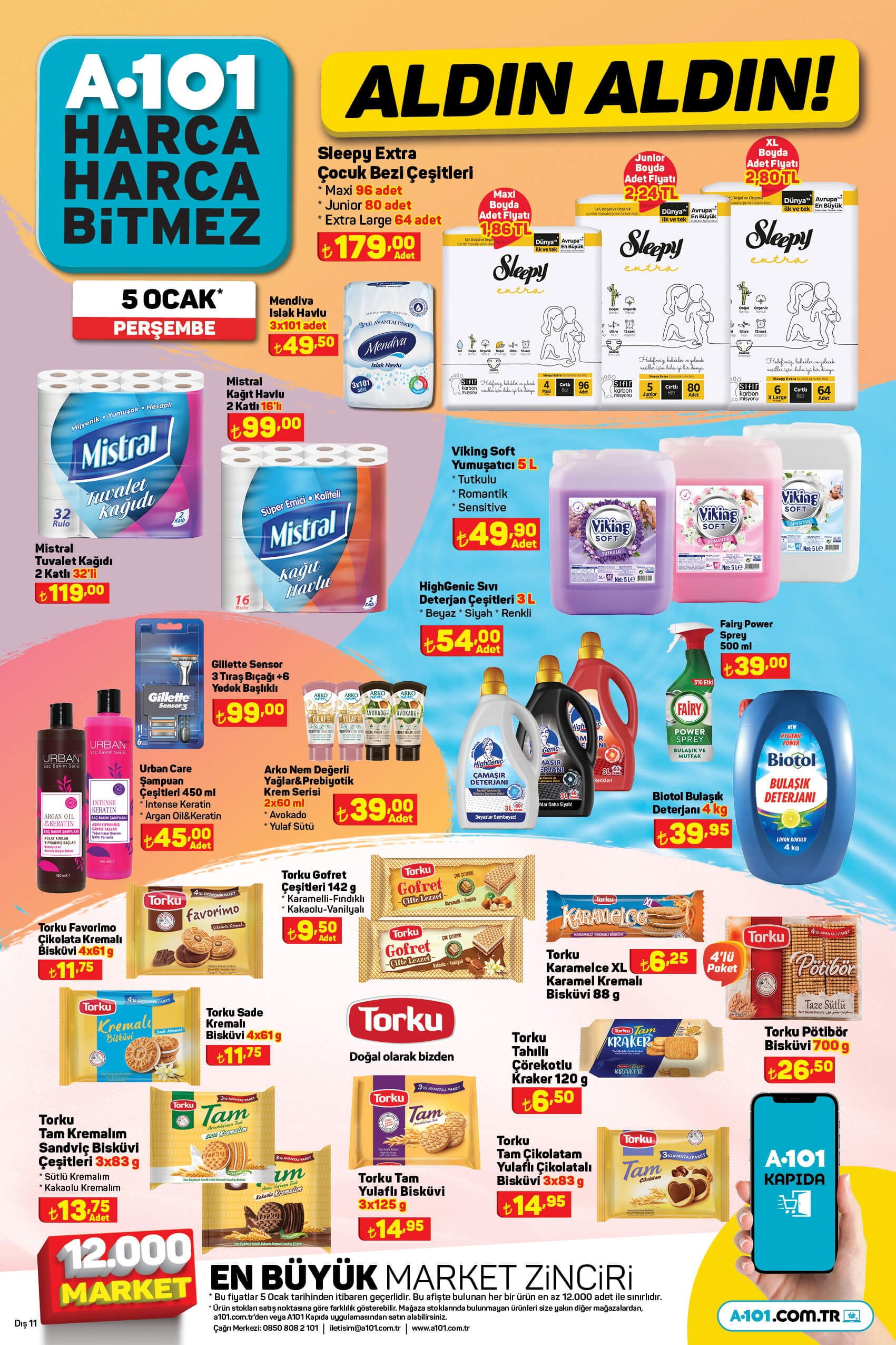 A101 Sleepy çocuk bezi 179 TL, Fairy Power sprey 39 TL, Kütahya fincan 149 TL! A101 kataloğu 5 Ocak 2023 fiyat listesi