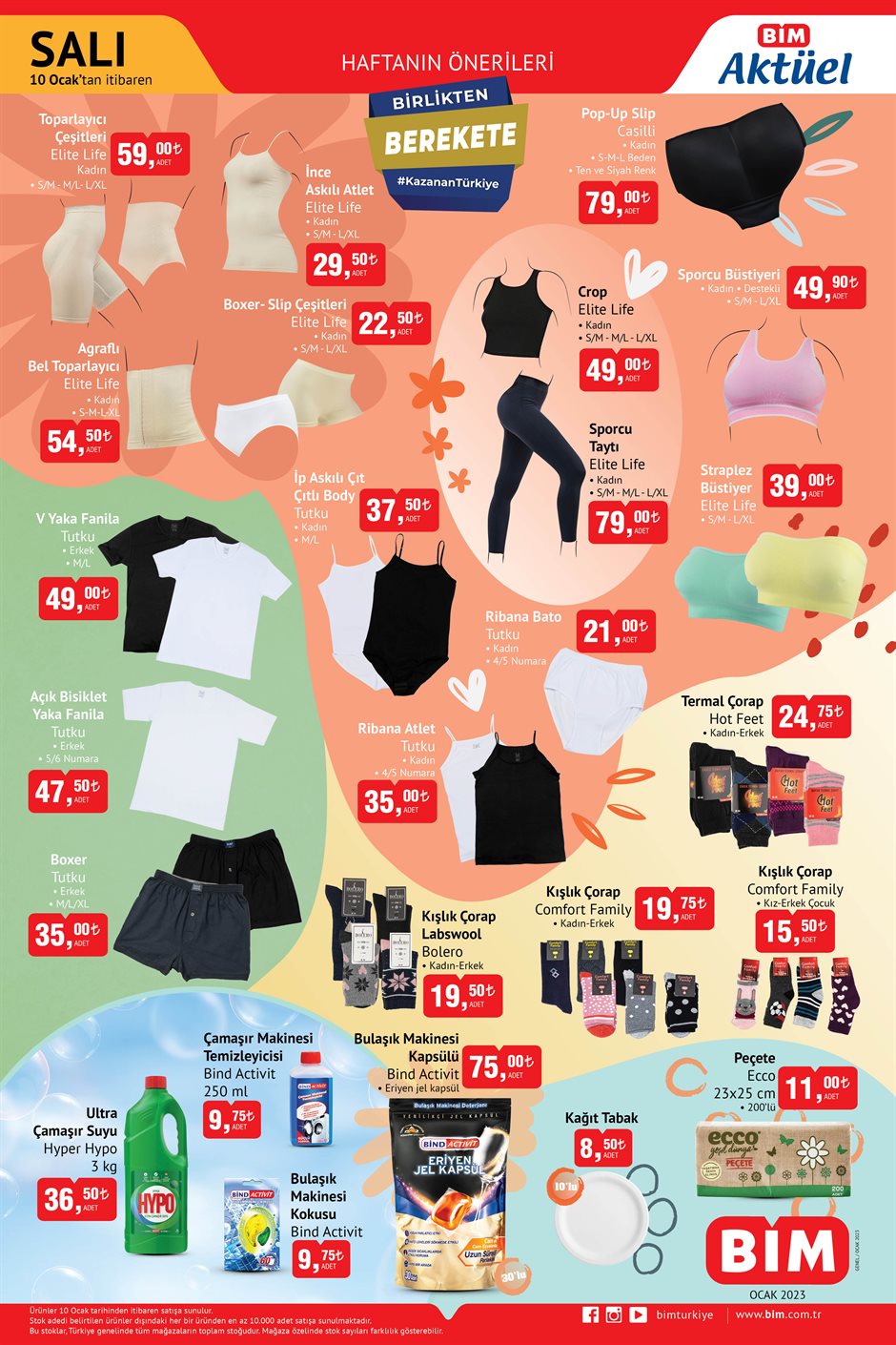 BİM de 3 kg HYPO çamaşır suyu 36 TL, bulaşık makinesi kapsülü 75 TL! BİM kataloğu 10 Ocak 2023 fiyat listesi