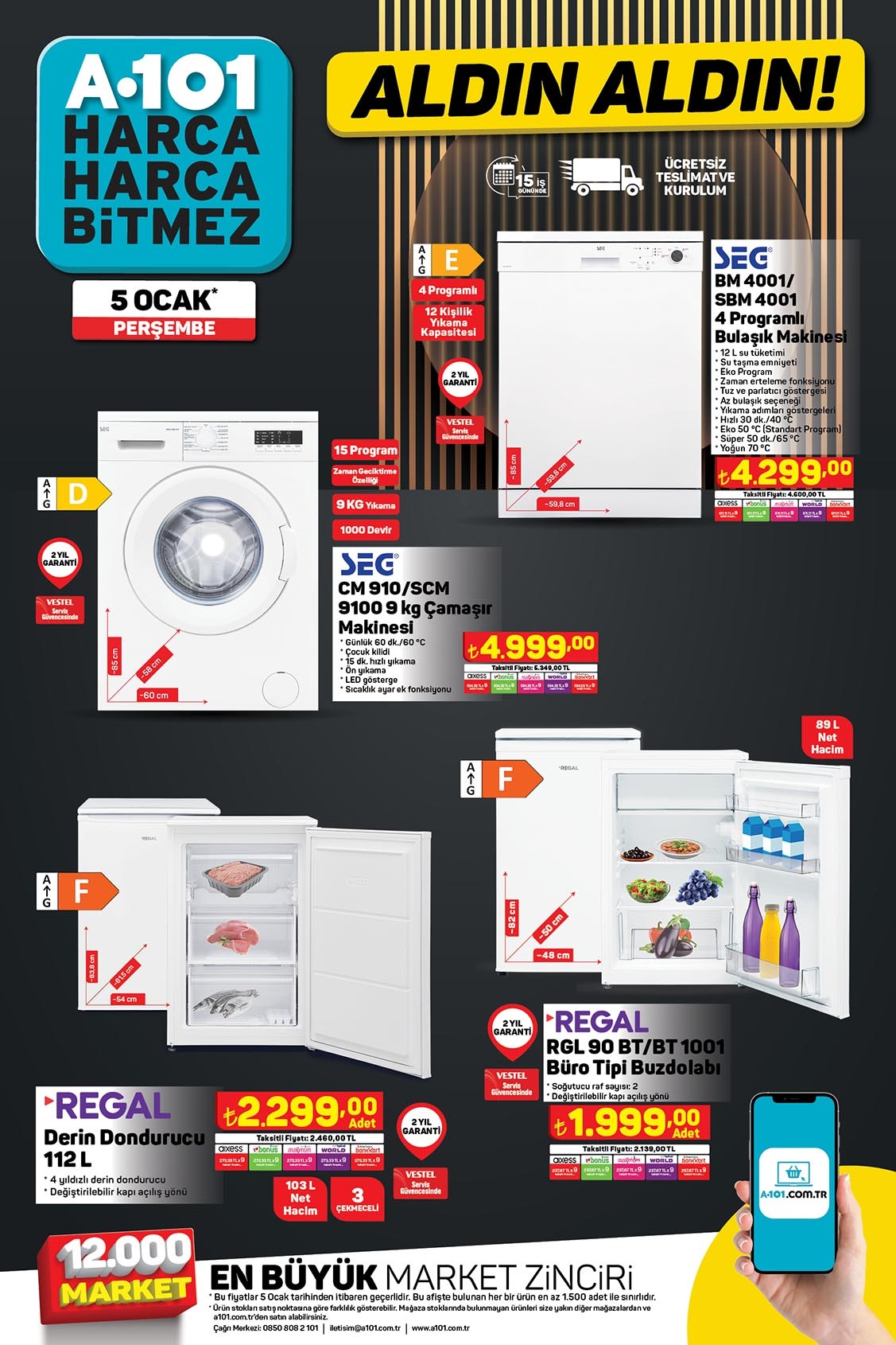 A101 de 4 kg bulaşık deterjanı 39 TL, 5 kg yumuşatıcı 49 TL! A101 online kataloğu 5 Ocak 2023 fiyat listesi