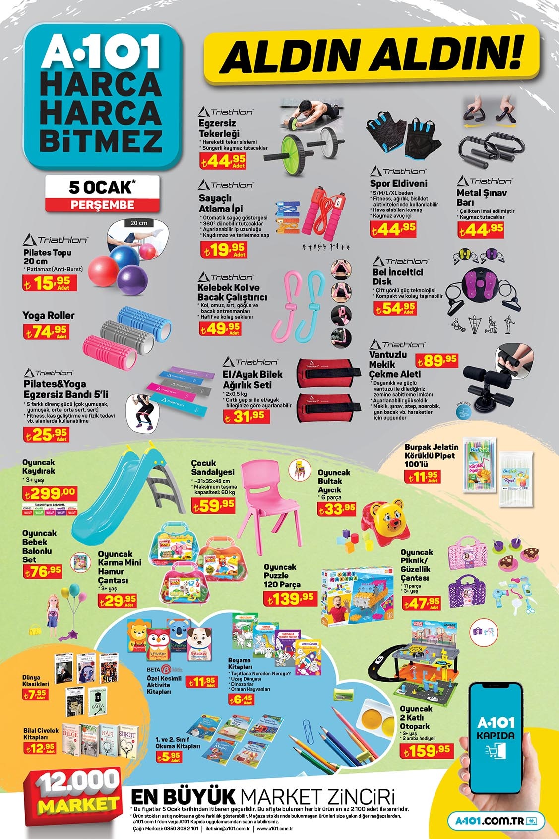 A101 de 4 kg bulaşık deterjanı 39 TL, 5 kg yumuşatıcı 49 TL! A101 online kataloğu 5 Ocak 2023 fiyat listesi