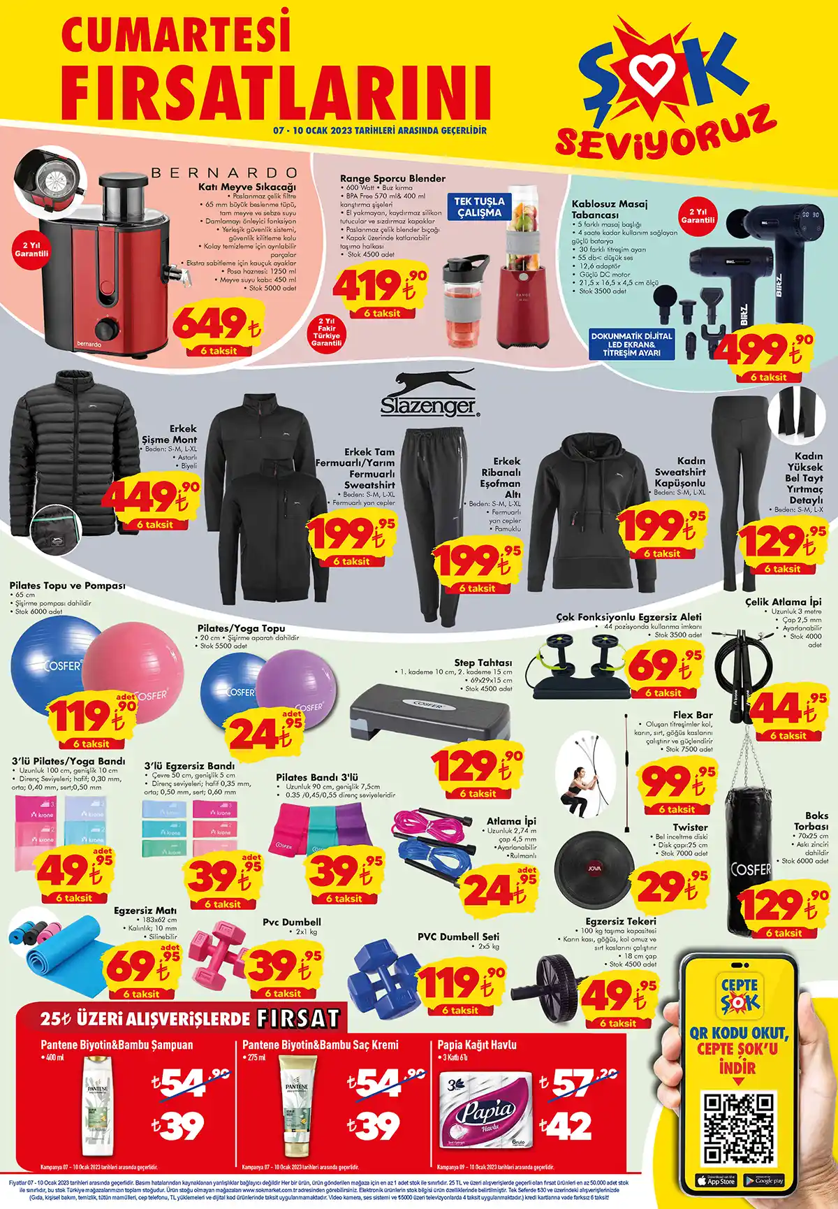 ŞOK Market te Slazenger şişme mont 449 TL, blender set 419 TL, meyve sıkacağı 649 TL! ŞOK 7 Ocak 2023 fiyat listesi