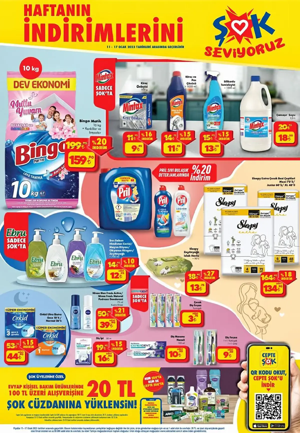 ŞOK Market te sepet dolduracak yüzde 30 a varan indirim fırsatı! 10 kg Bingo 159 TL! ŞOK 12 Ocak 2023 fiyat listesi