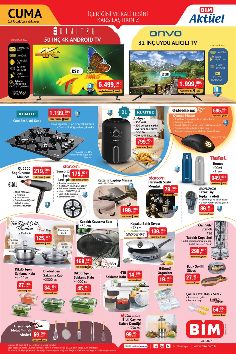 BİM den çeyiz düzeceklere müjde! İndirimli ürünler peş peşe açıklandı! TV 1.999 TL! BİM 13 Ocak 2023 fiyat listesi...