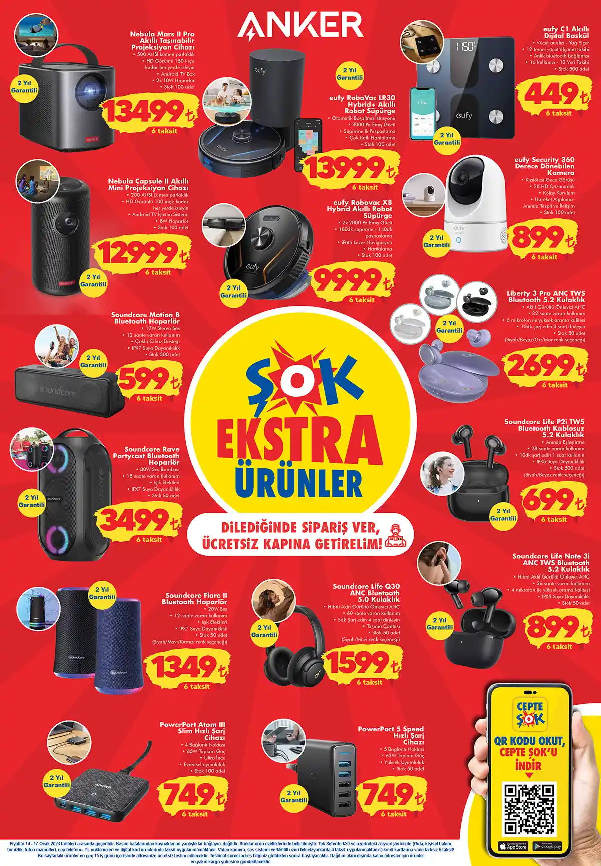 ŞOK Market te akü 999 TL, araç içi süpürge 149 TL, akü takviye kablosu 109 TL! ŞOK 15 Ocak 2023 fiyat listesi