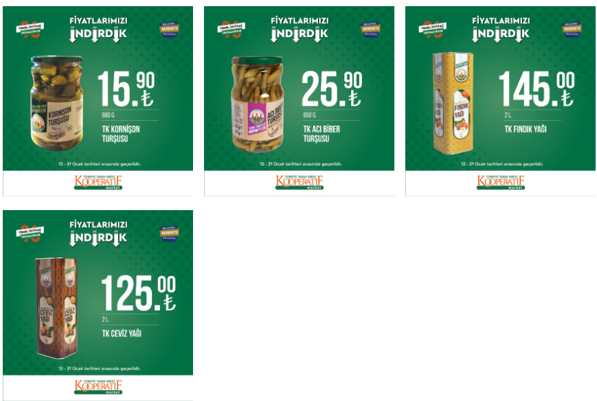 Tarım Kredi de sepet dolduracak indirim kataloğu! Fındık yağı 145 TL! Tarım Kredi 18 Ocak 2023 fiyat listesi