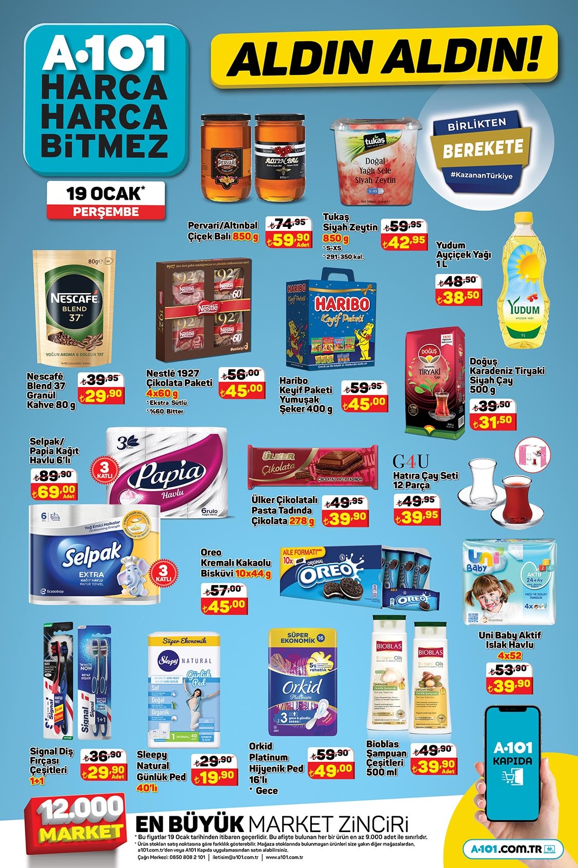 A101 de Yudum ayçiçek yağı 38 TL, Tiryaki siyah çay 31 TL! İndirim kataloğu 18 Ocak 2023 fiyat listesi