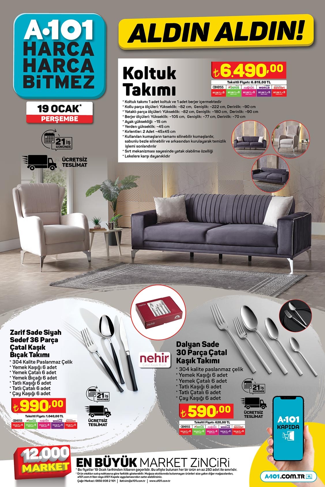 Çeyiz düzecekler müjde! A101 e çatal bıçak seti, koltuk takımı, beyaz eşya geliyor! A101 19 Ocak 2023 fiyat listesi