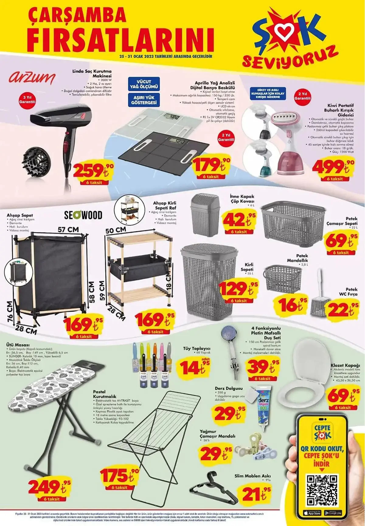 ŞOK Market te 9 kg toz deterjan 164 TL, yumuşatıcı 30 TL! ŞOK online kataloğu 26 Ocak 2023 fiyat listesi...