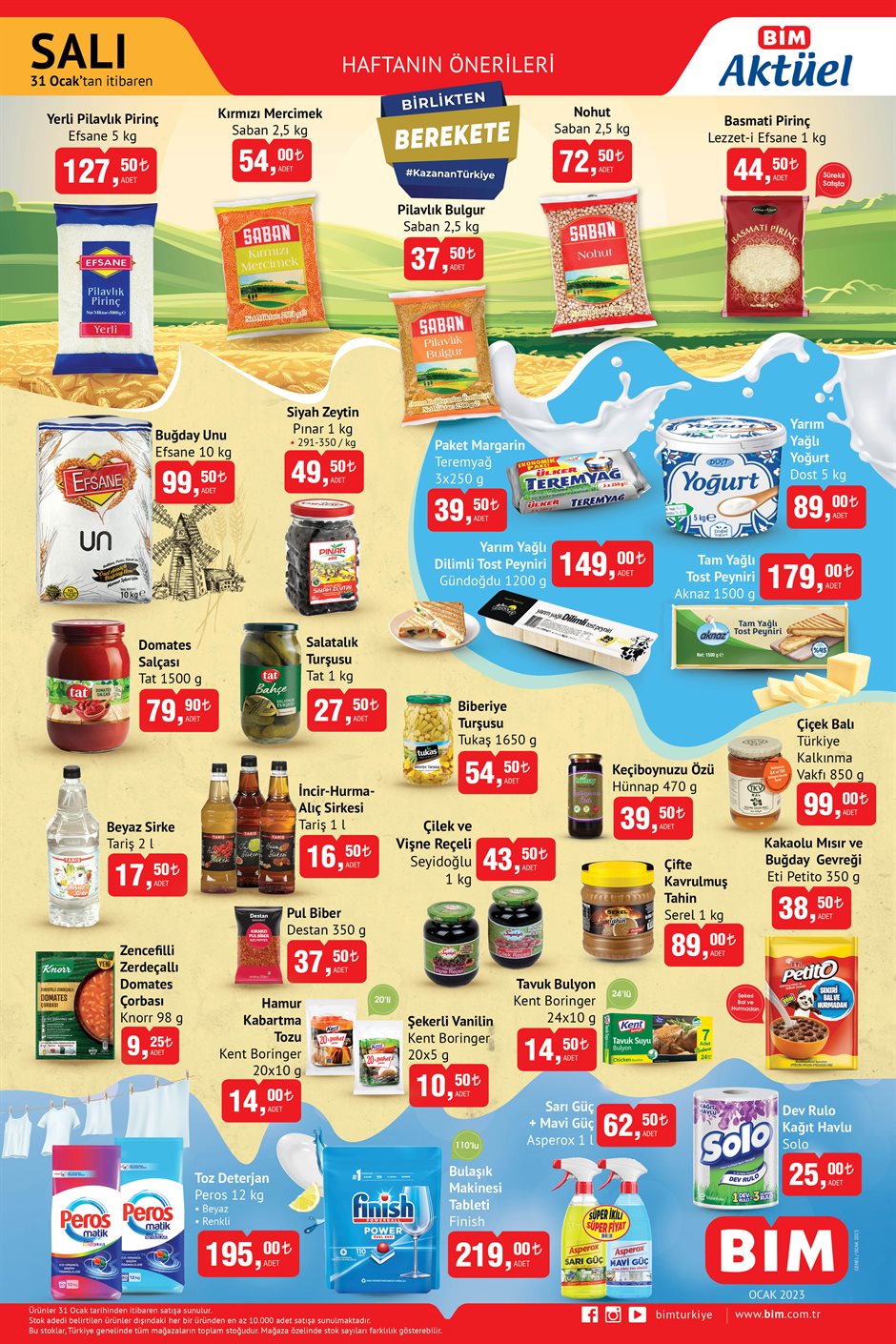 BİM’den vatandaşa dolap doldurtacak indirim! 5 kilo pilavlık pirinç 127,50 TL’ye indi! 31 Ocak 2023 Fiyat Listesi