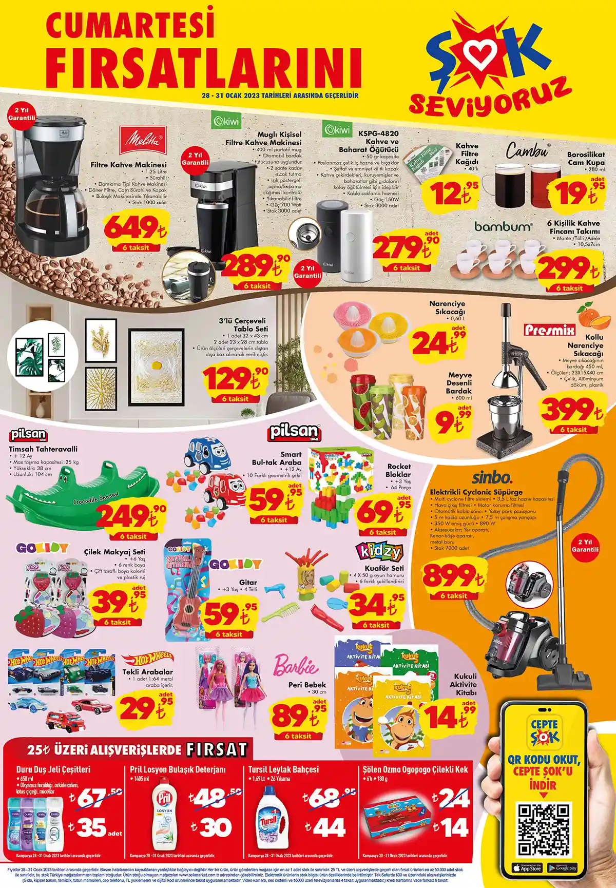 ŞOK Market te 6 taksit fırsatı başladı! Filtre kahve makinesi 289 TL ye düştü! ŞOK kataloğu 29 Ocak 2023 fiyat listesi