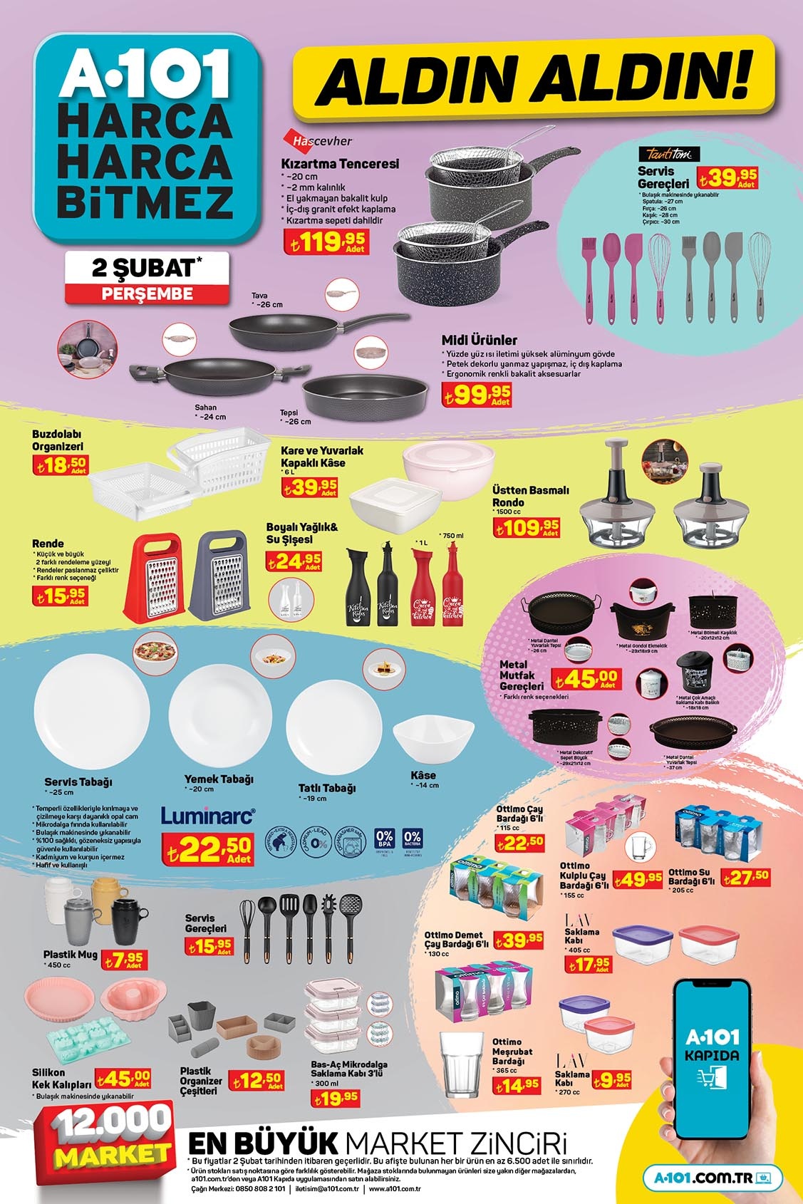 9 kg toz deterjan 119 TL, 1 litre zeytinyağı 99 TL! A101 online aktüel ürünler kataloğu 2 Şubat 2023 fiyat listesi