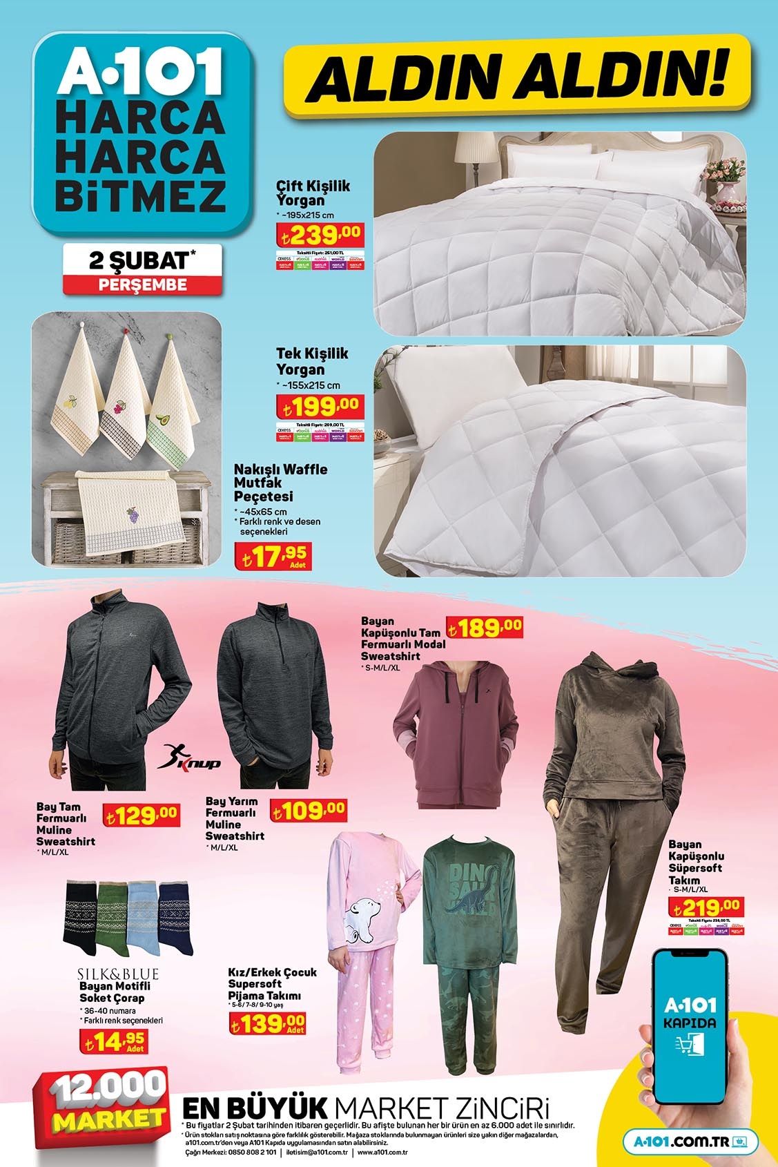 9 kg toz deterjan 119 TL, 1 litre zeytinyağı 99 TL! A101 online aktüel ürünler kataloğu 2 Şubat 2023 fiyat listesi