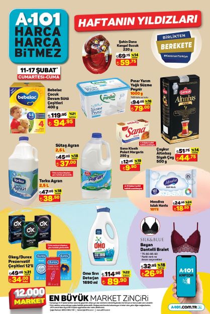 A101’de 500 gram paket çay 44,75, Pınar Süzme Peynir kilosu 75 TL! 12 Şubat 2023 Fiyat Listesi