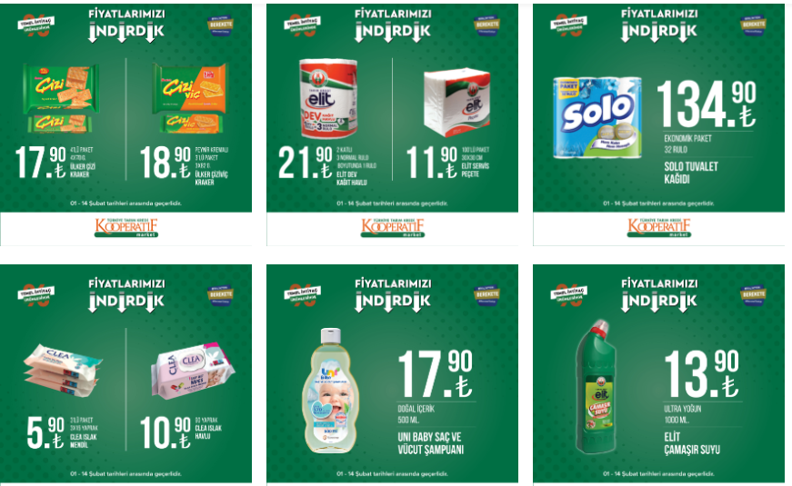 Tarım Kredi de şok ucuzluk! Çamaşır suyu 13 TL, peçete 11 TL, ıslak havlu 10 TL! 14 Şubat 2023 fiyat listesi...