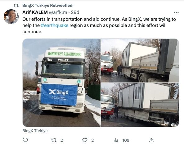 Afet bölgesine bir destek te O kuruluştan geldi! Ahbap a 1 milyon TL bağışladı