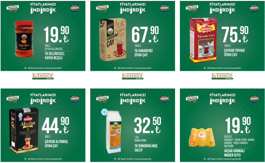 Tarım Kredi de salça 37 TL, şeker 24 TL, 1 kg çay 75 TL! Tarım Kredi online kataloğu 16 Şubat 2023 fiyat listesi