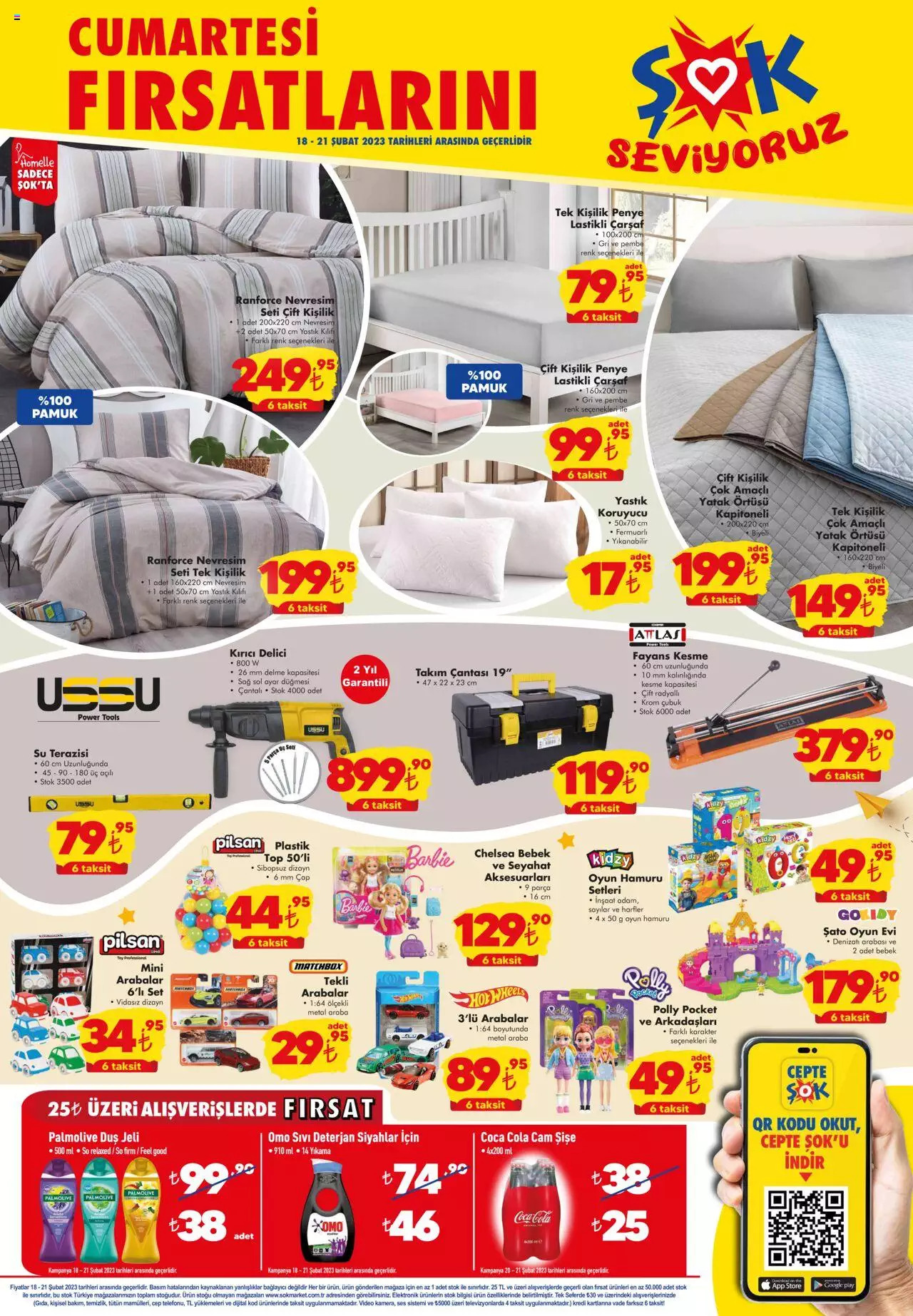 ŞOK’ta çift kişilik nevresim takımı 250 TL, çift kişilik yatak örtüsü 200 TL, yastık koruyucu 18 TL! 18 Şubat 2023...