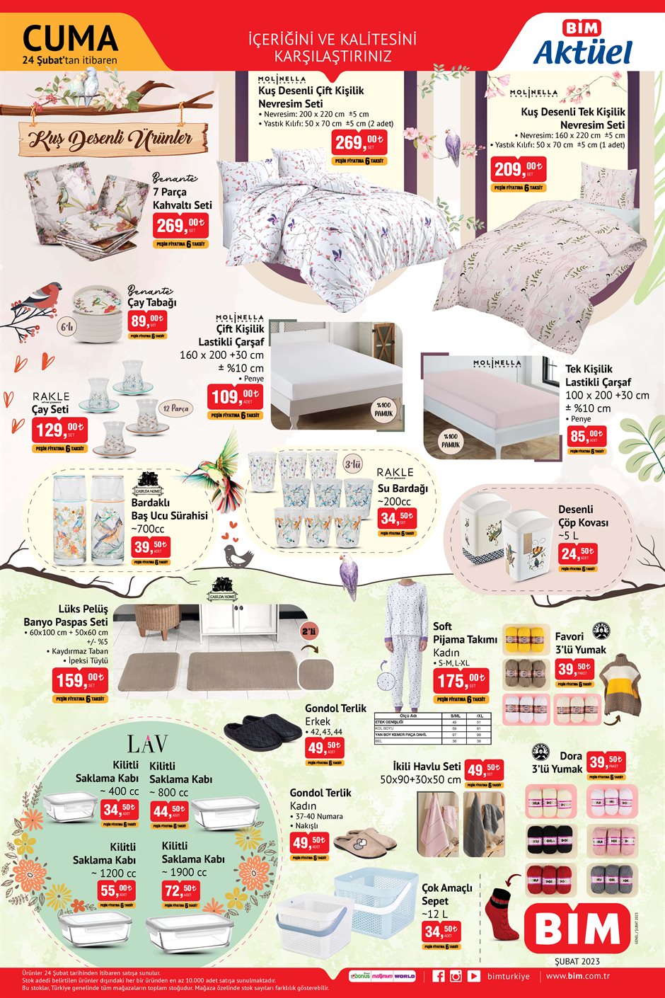 BİM de Fakir 4 lü çeyiz paketi 2.799 TL! Yeni ay kataloğu belli oldu! BİM online kataloğu 24 Şubat 2023 fiyat listesi