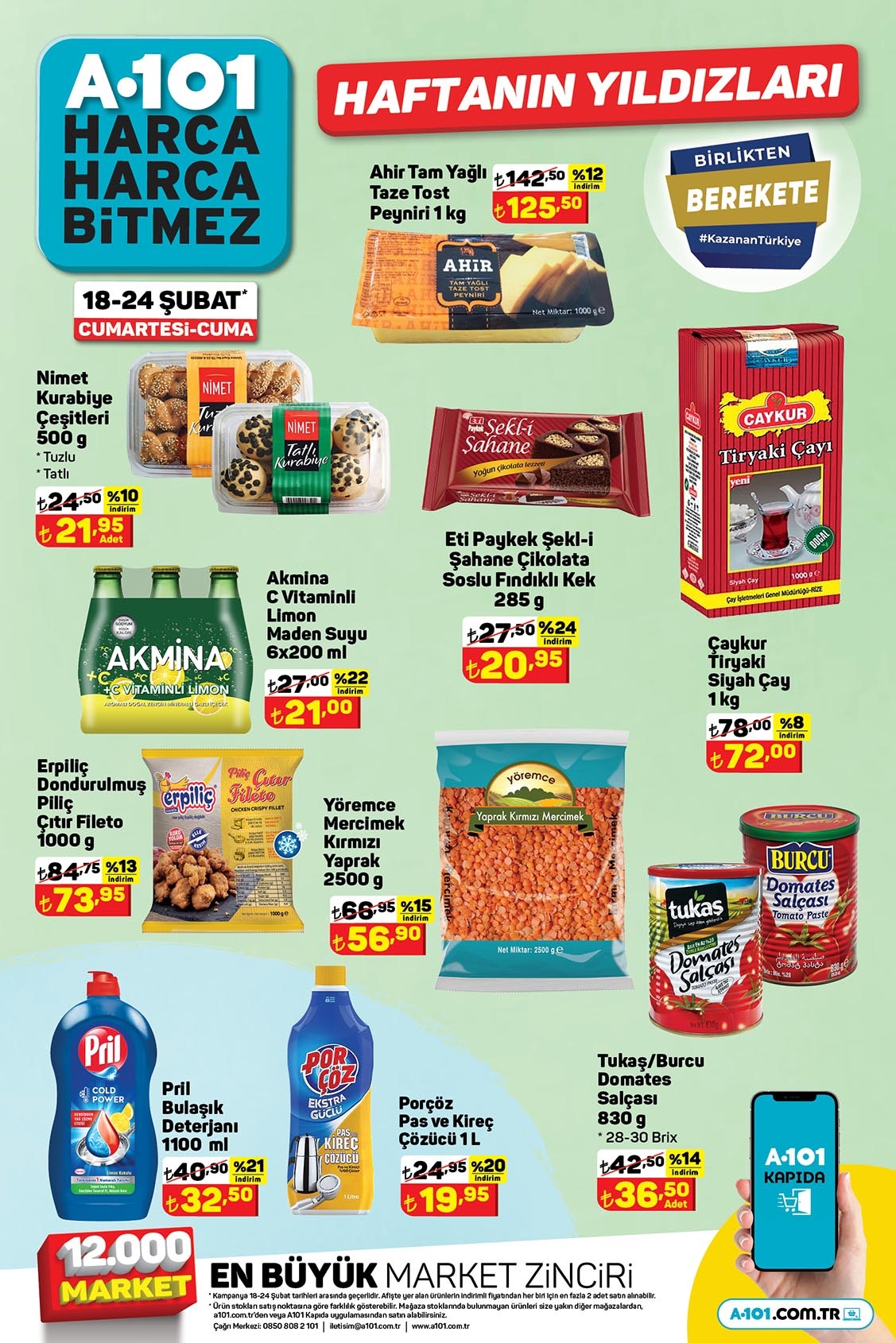 A101 in indirimli kataloğu yayımlandı! 8 li tuvalet kağıdı 45 TL tost peyniri 125 TL, 1 kg Çaykur 72 TL! 20 Şubat 2023..