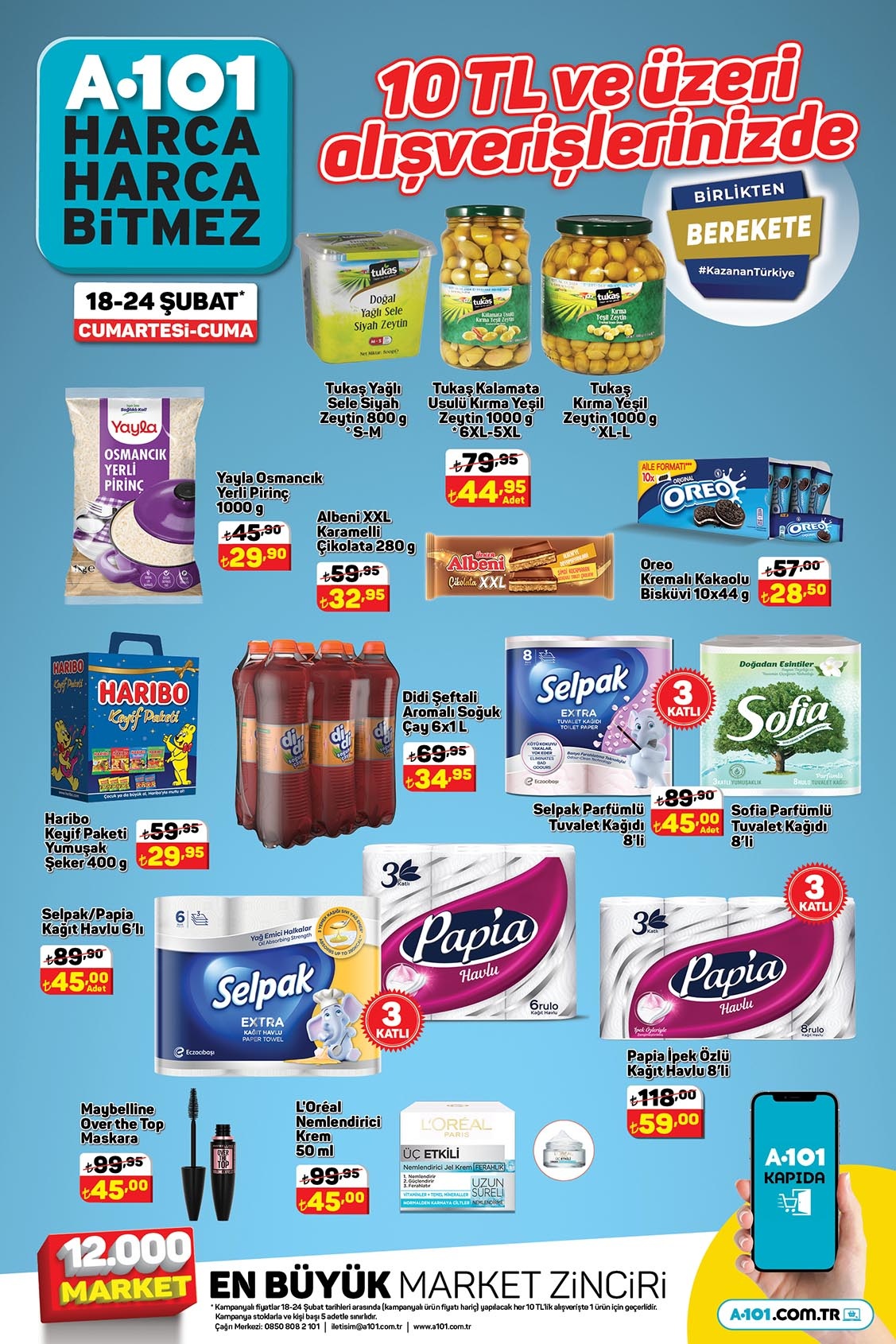 A101 in indirimli kataloğu yayımlandı! 8 li tuvalet kağıdı 45 TL tost peyniri 125 TL, 1 kg Çaykur 72 TL! 20 Şubat 2023..