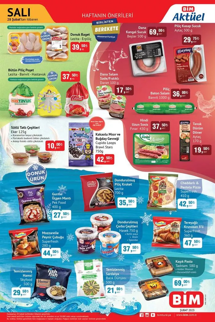 BİM’de baget tavuk 39,50 TL, yoğurt 59,50 TL, beyaz peynir 57,50 TL! 28 Şubat 2023 fiyat listesi