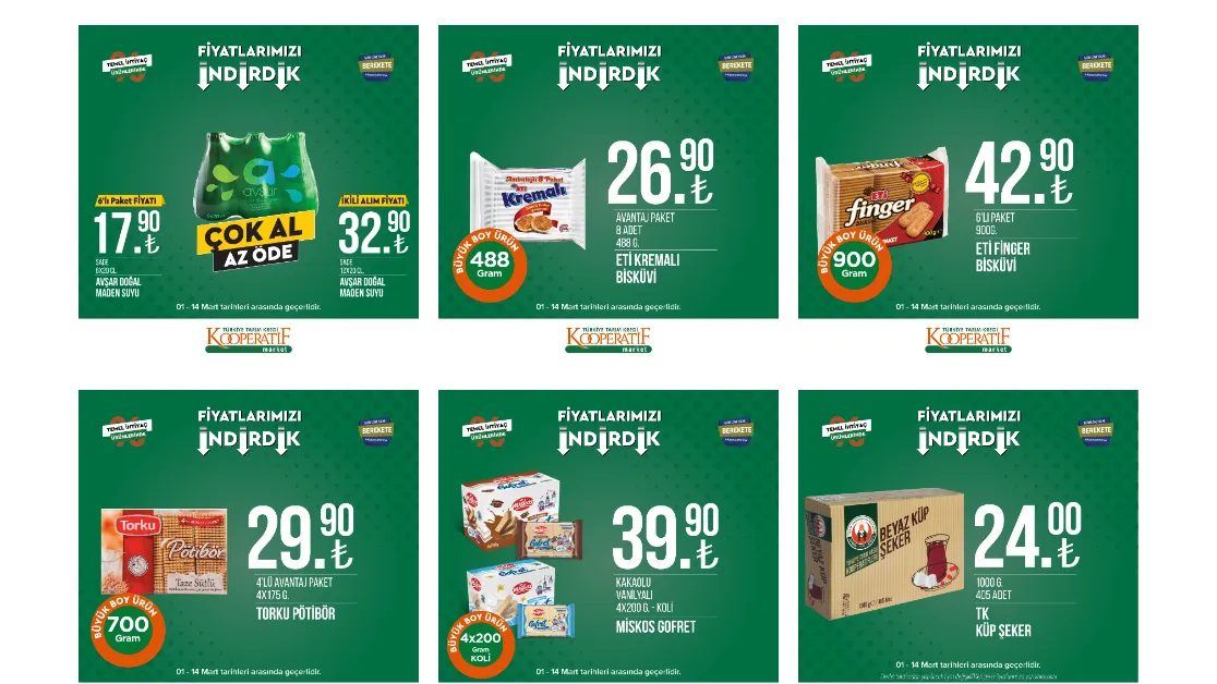 Tarım Kredi Marketleri nin Mart ayı indirimleri belli oldu! Ayçiçek yağı, şeker, çay, pirinç.. 1 Mart 2023 fiyat listesi