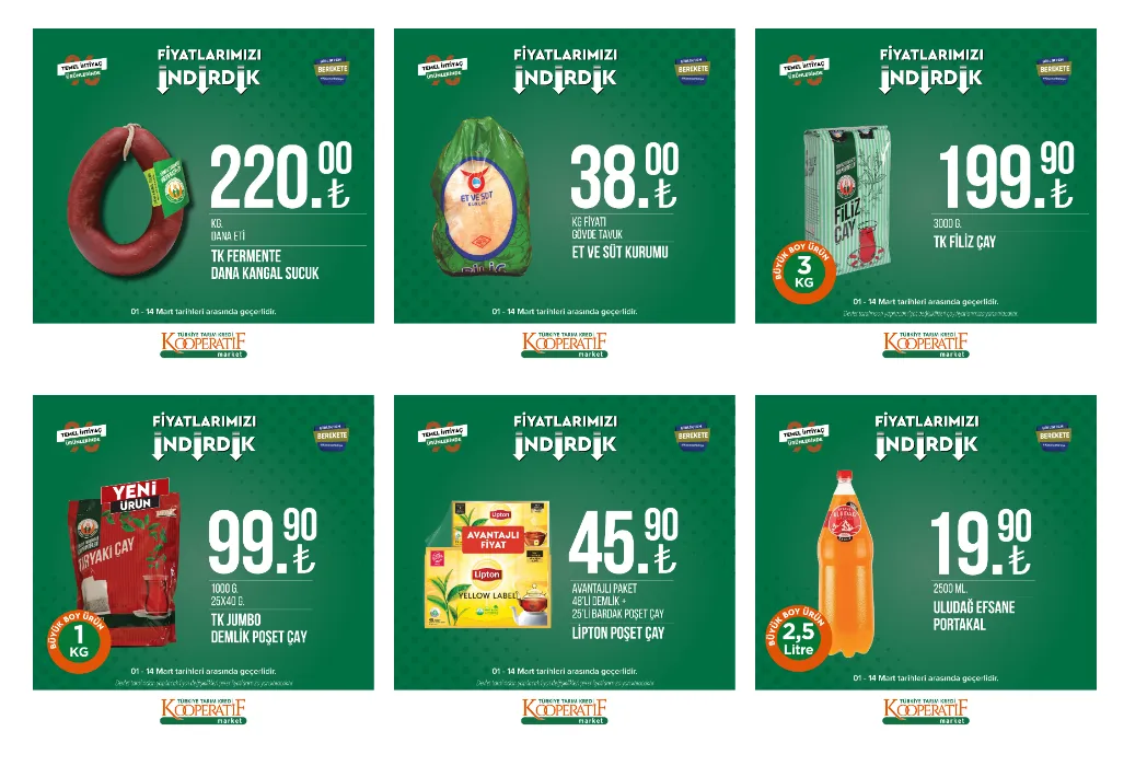 Tarım Kredi Marketleri nin Mart ayı indirimleri belli oldu! Ayçiçek yağı, şeker, çay, pirinç.. 1 Mart 2023 fiyat listesi