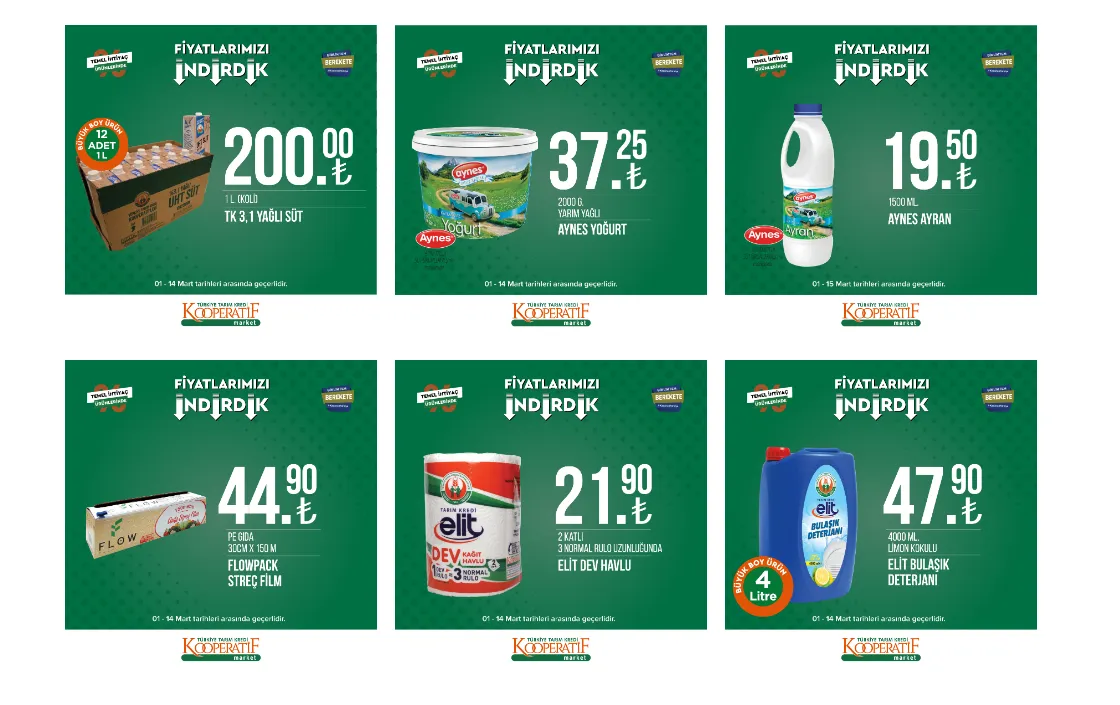 Tarım Kredi Marketleri nin Mart ayı indirimleri belli oldu! Ayçiçek yağı, şeker, çay, pirinç.. 1 Mart 2023 fiyat listesi