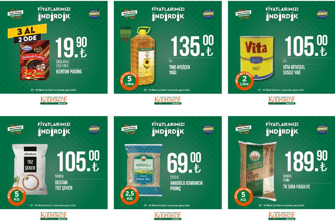 O markette fiyatlar dibe vurdu hemen bakın! Ayçiçek yağı 135 TL, 5 kilo şeker 105 TL ye düştü! 3 Mart 2023 fiyat listesi