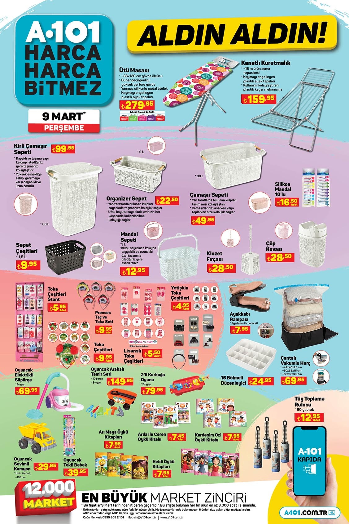 Çamaşır kurutmalığı 159 TL, Volta elektrikli bisiklet 8.999 TL! A101 online kataloğu 9 Mart 2023 fiyat listesi