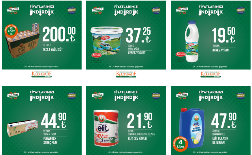 Tarım Kredi de mega indirim! 9 kilo toz deterjan 104,90 TL! 1 kilo tavuk 38 TL! 7 Mart 2023 fiyat listesi