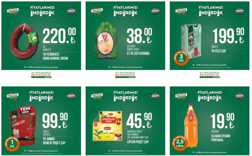 Tarım Kredi de mega indirim! 9 kilo toz deterjan 104,90 TL! 1 kilo tavuk 38 TL! 7 Mart 2023 fiyat listesi
