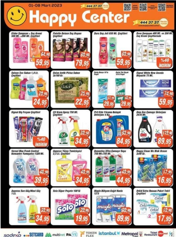 Happy Center da fiyatlar dibi gördü! Diş macunu 59.95 TL, Bulaşık deterjanı 84.95 TL! 07 Mart 2023 fiyat listesi