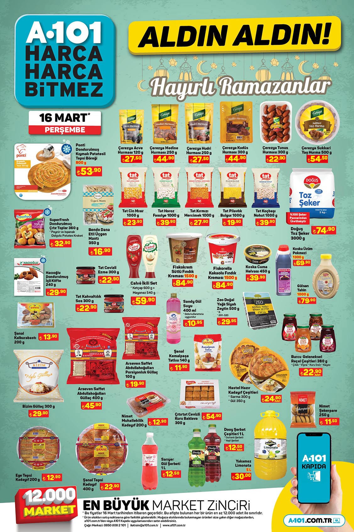 A101 Ramazan Ayı kataloğunu yayımladı! Doğuş toz şeker 74 TL ye hurma 27 TL ye düştü! İşte 16 Mart 2023 fiyat listesi